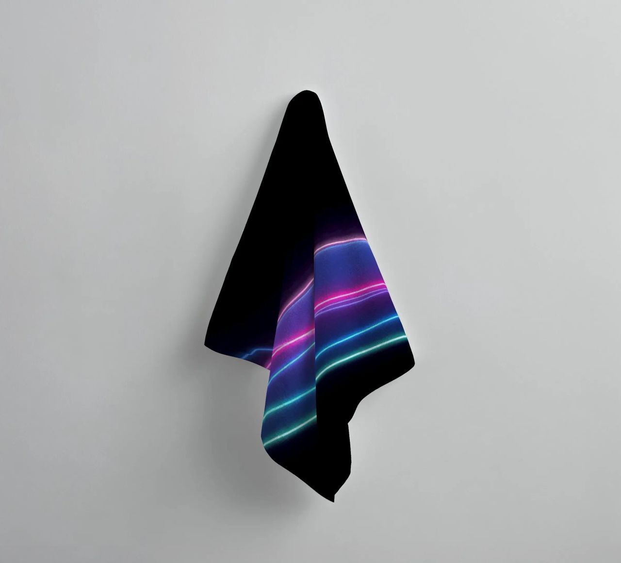 abstract background featuring colorful flowing lines, waves towel by DesignDoodle