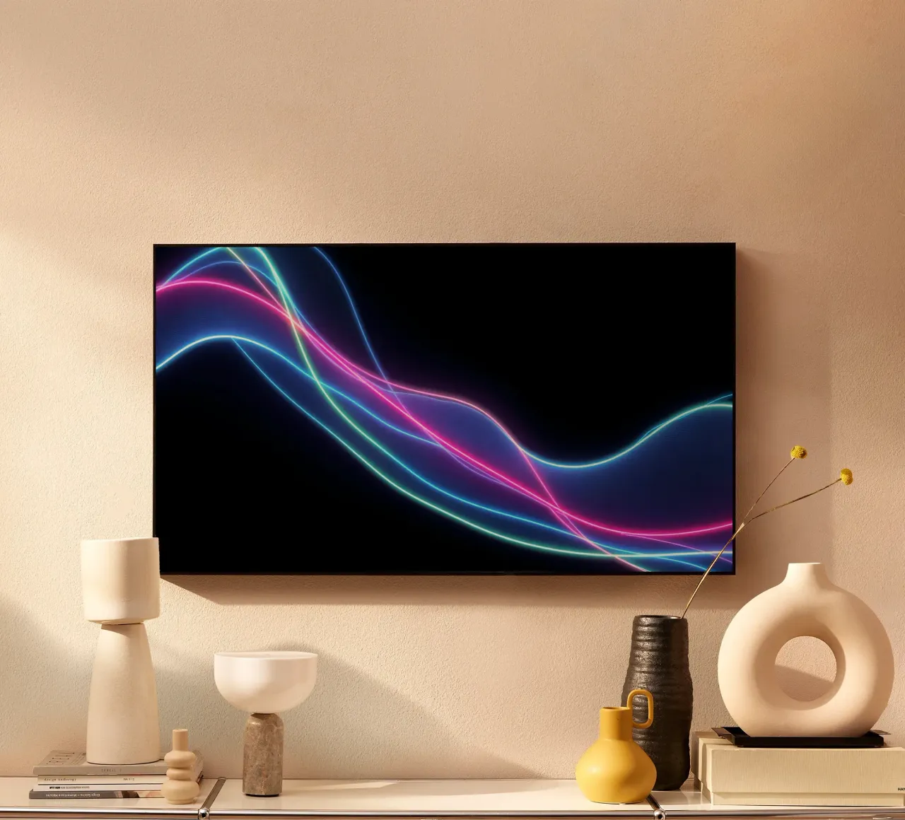 Sfondo astratto con linee colorate e fluide, onde alluminio dibond da DesignDoodle