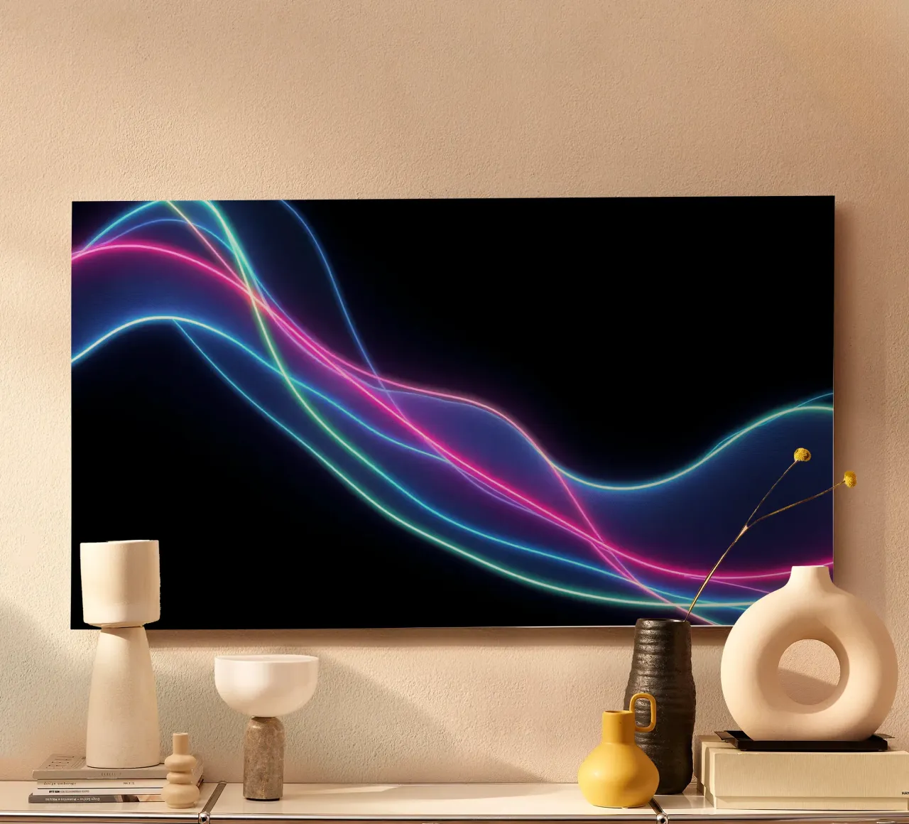 Sfondo astratto con linee colorate e fluide, onde alluminio dibond da DesignDoodle