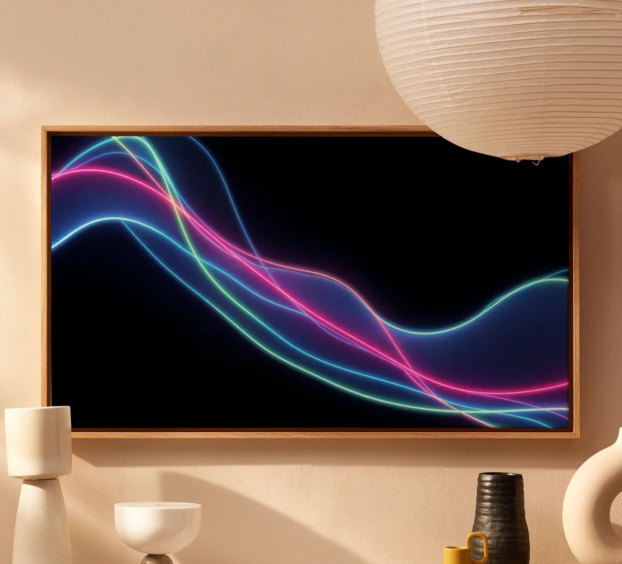 abstract background featuring colorful flowing lines, waves canvas by DesignDoodle