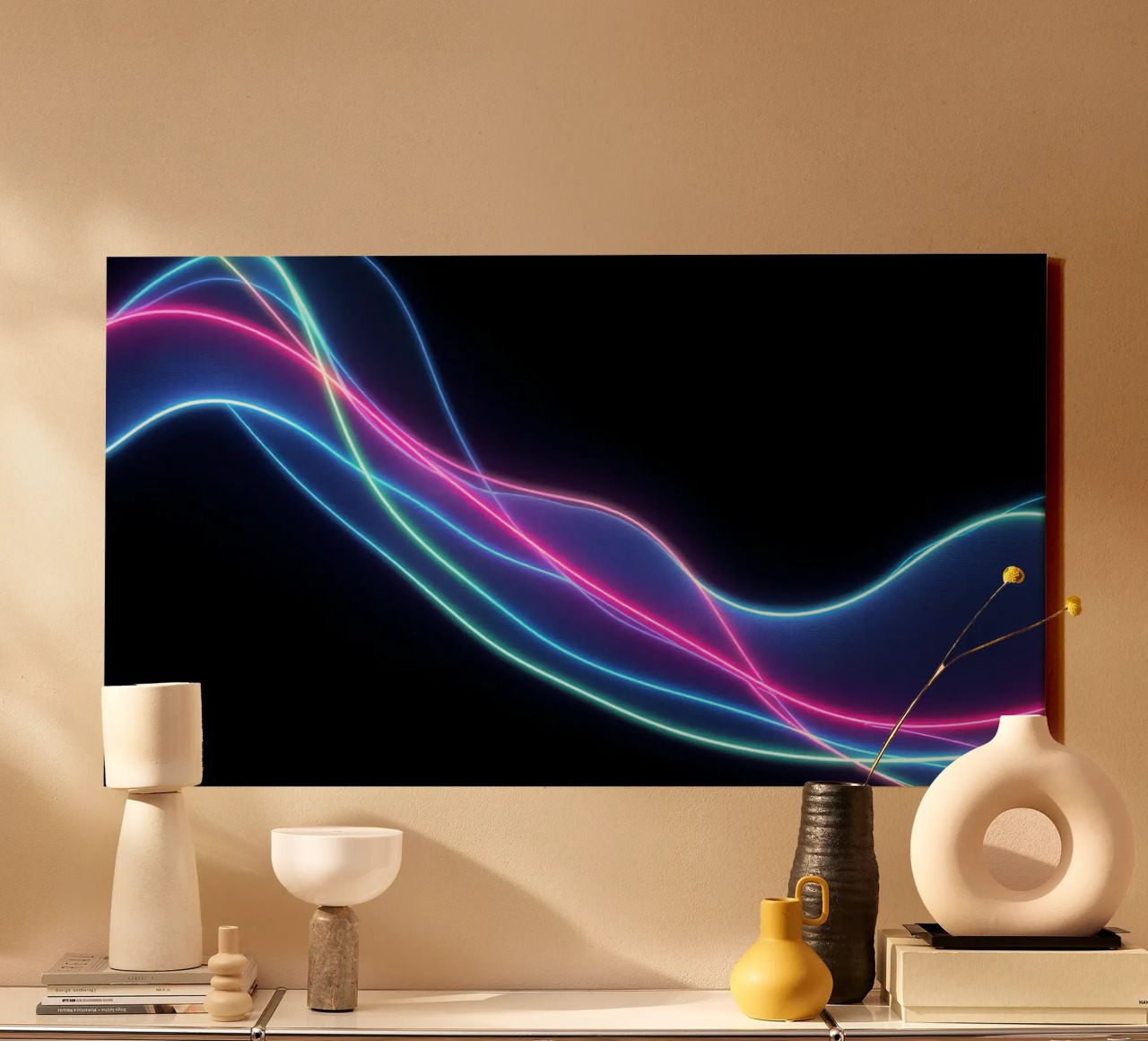 abstract background featuring colorful flowing lines, waves canvas by DesignDoodle