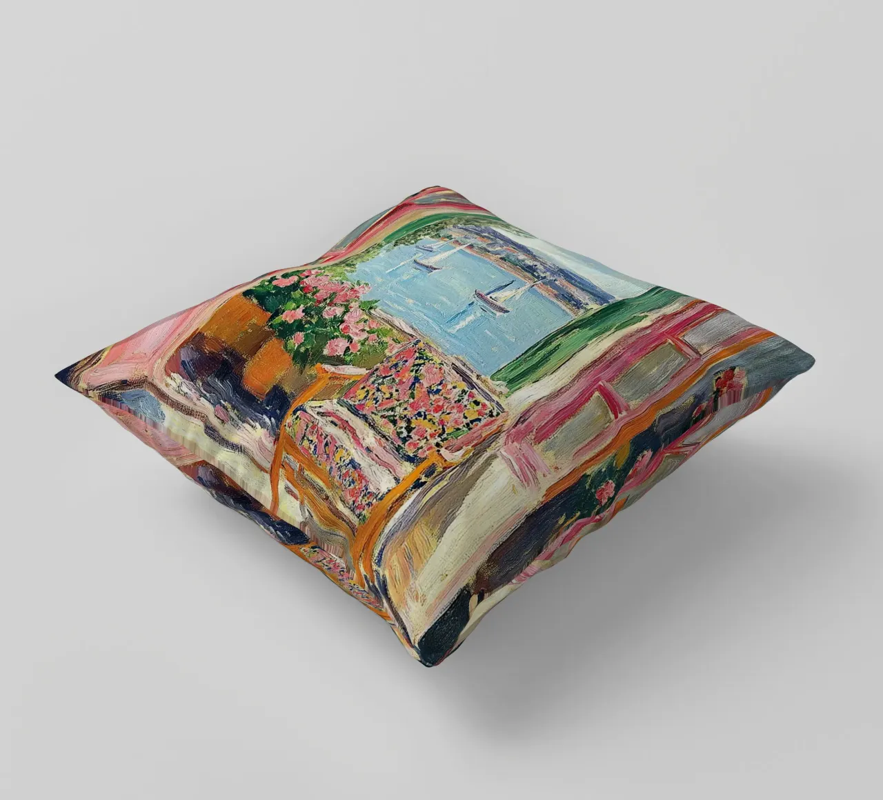Matisse inspires "Sunlight in Nice" decorative cushion by ArtByNiki