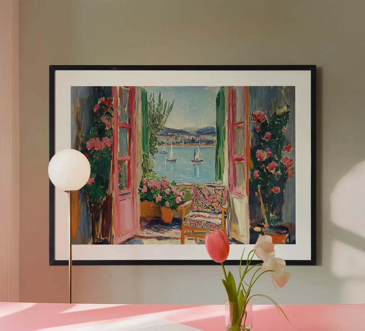 Matisse inspire "Lumière du soleil à Nice poster avec cadre en bois de ArtByNiki