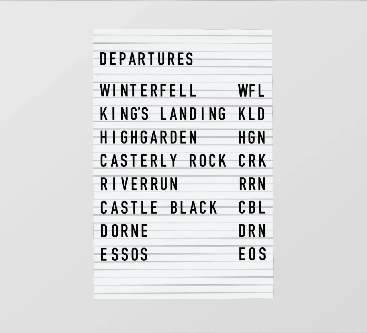 Game of Thrones Destinations pellicola backlit da daylight design studio