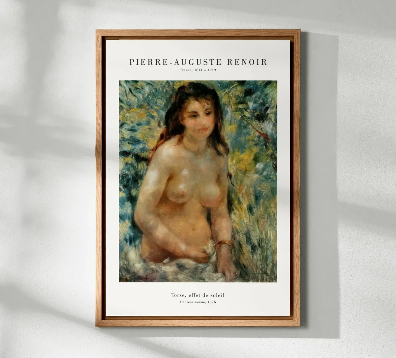 Renoir - Torso in zonlicht 1876 canvas met Baklijst van Old Masters