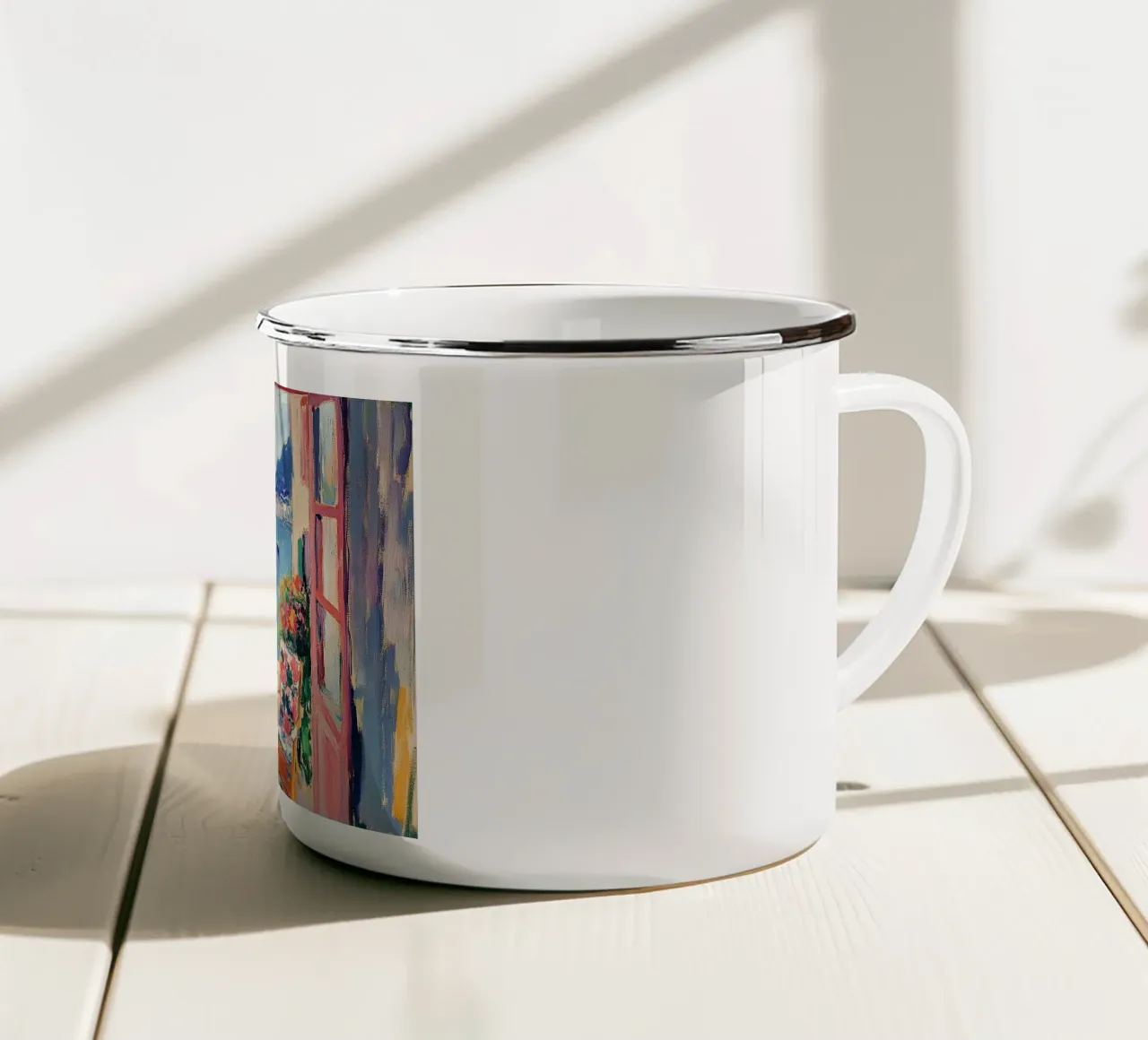 Henri Matisse ispira "La conversazione in riva al mare". tazza in smalto da Nikis Art Studio