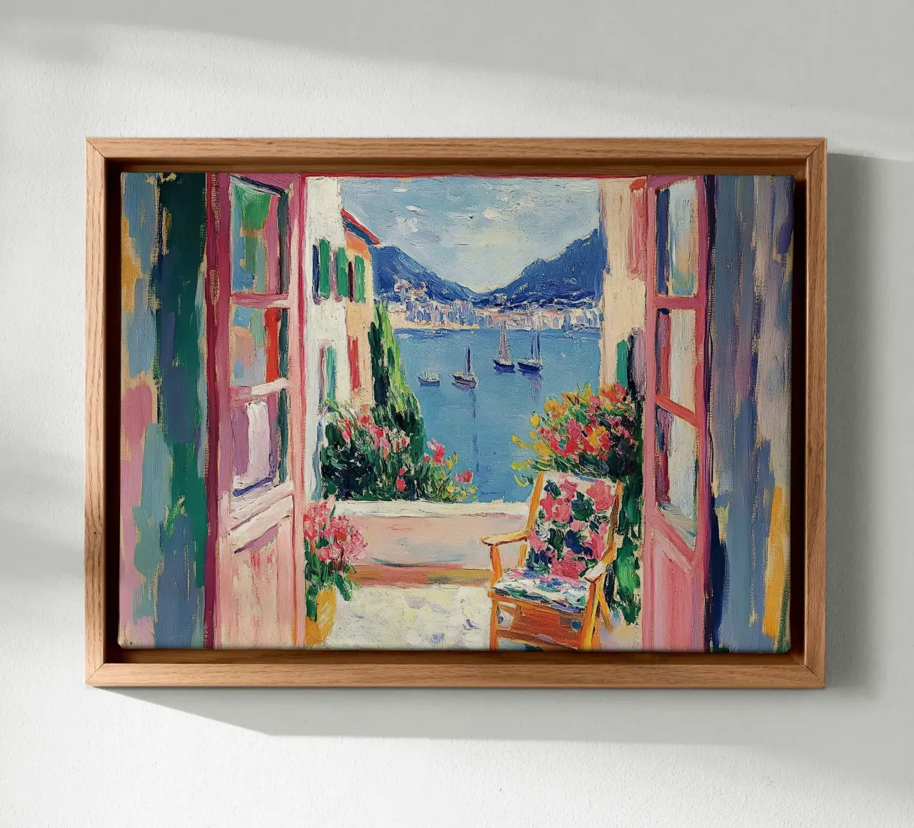 Henri Matisse ispira "La conversazione in riva al mare". tela con Cornice a cassetta da Nikis Art Studio