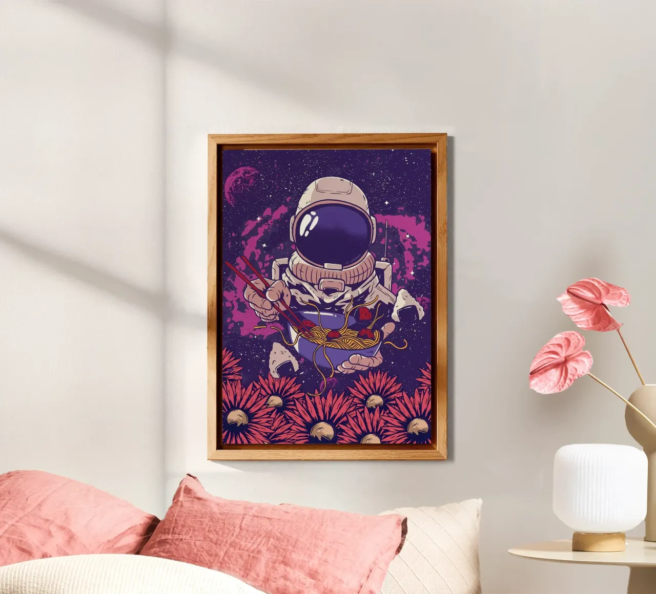 Astronauta Vaporwave Ramen alluminio dibond da diedrich