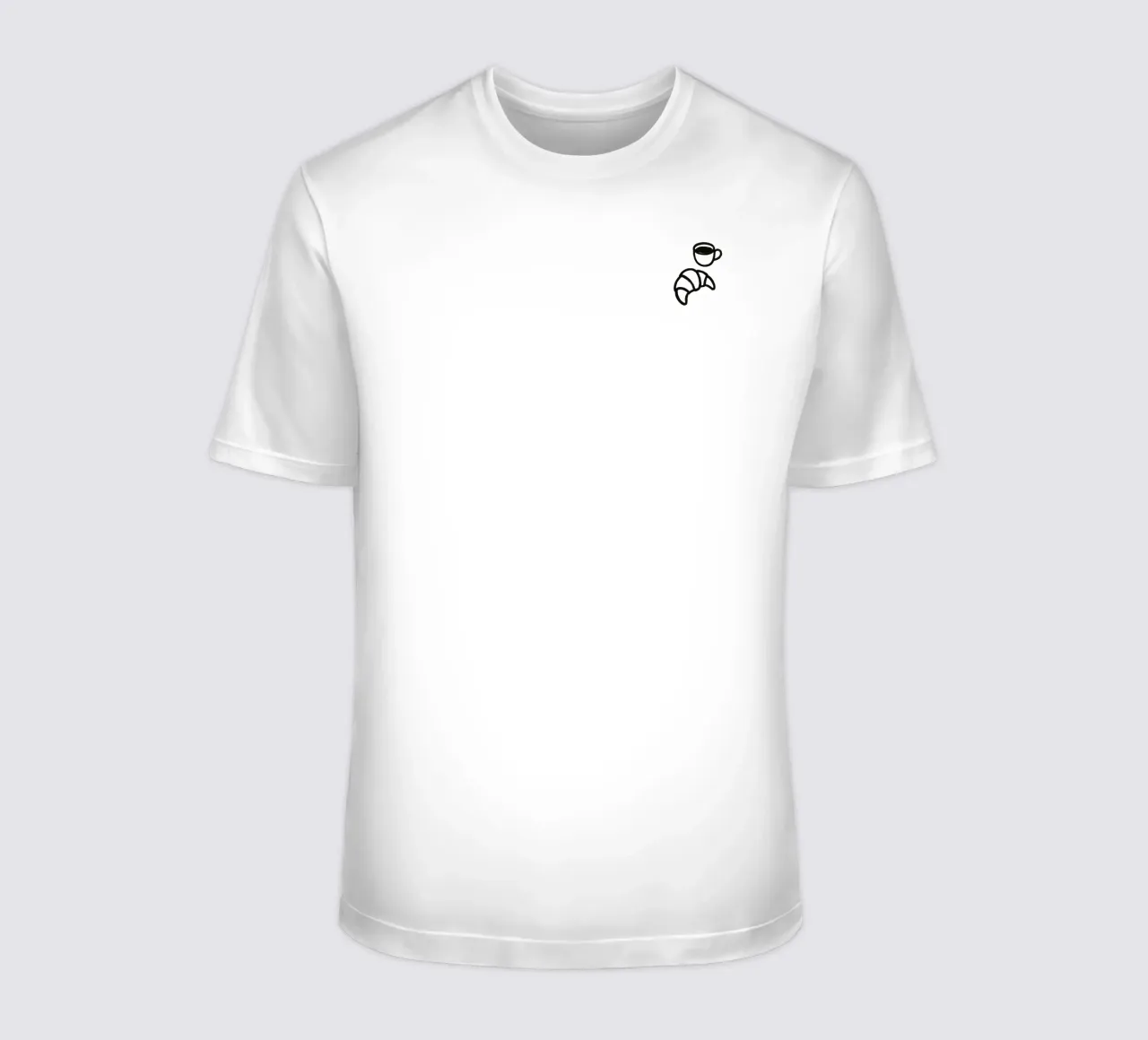 Pennellata di caffè e croissant dipinta in bianco e nero t-shirt da Katja Stehle Design