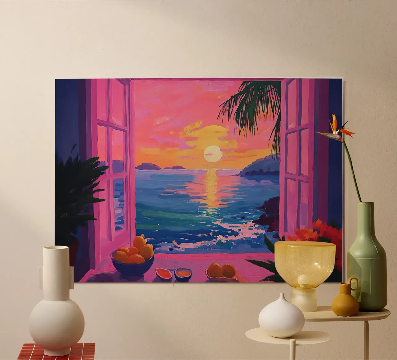 Henri Matisse inspires "Rest after reading" poster with wooden frame by Nikis Art Studio