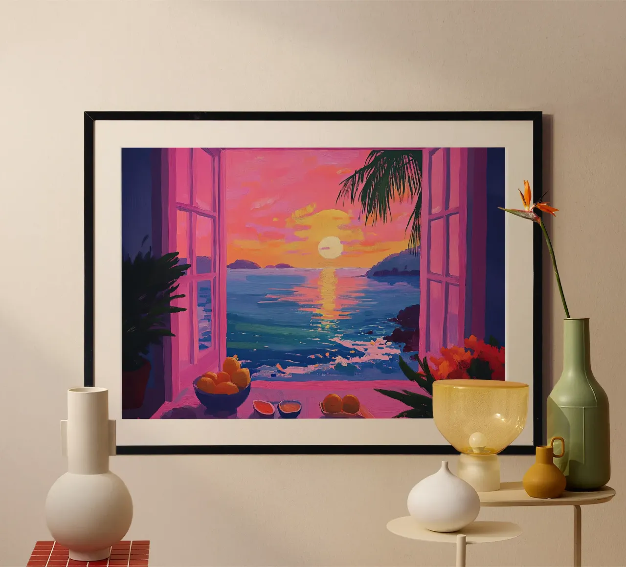 Henri Matisse inspires "Rest after reading" poster with wooden frame by Nikis Art Studio