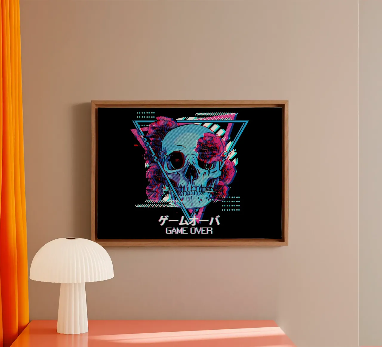 Schedel en rozen esthetiek canvas met Baklijst van diedrich
