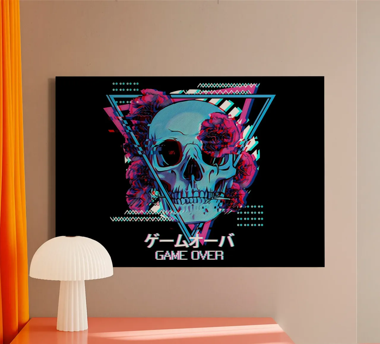 Schedel en rozen esthetiek canvas met Baklijst van diedrich