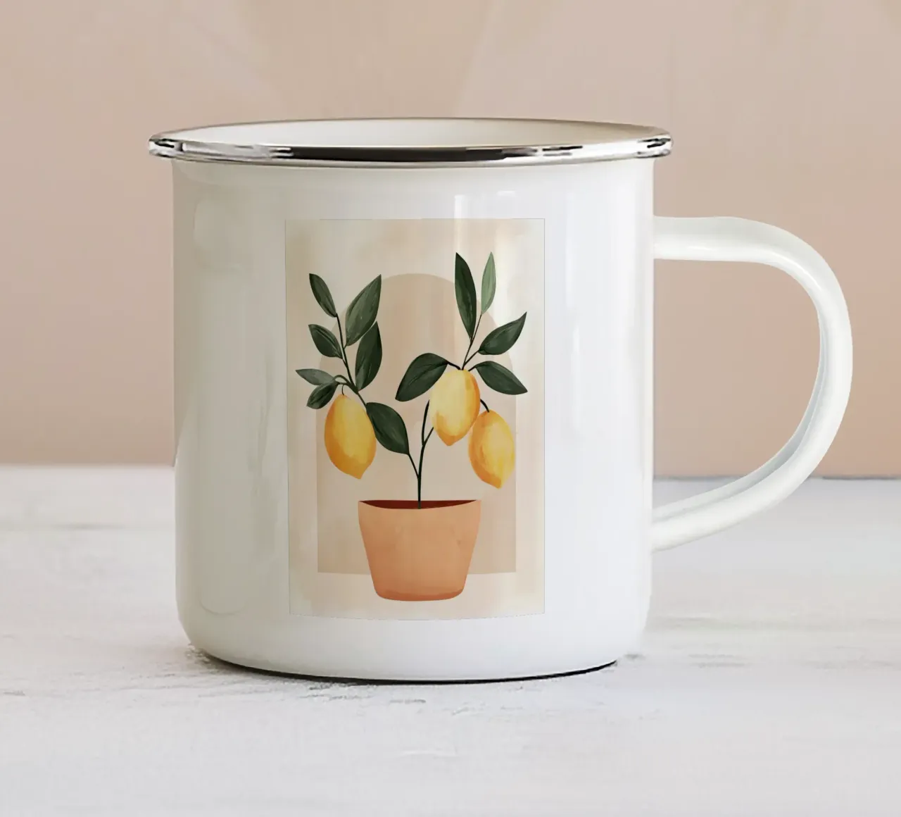 Albero di limone italiano in vaso Vintage Botanical Greenery tazza in smalto da Gentle Echoes Art