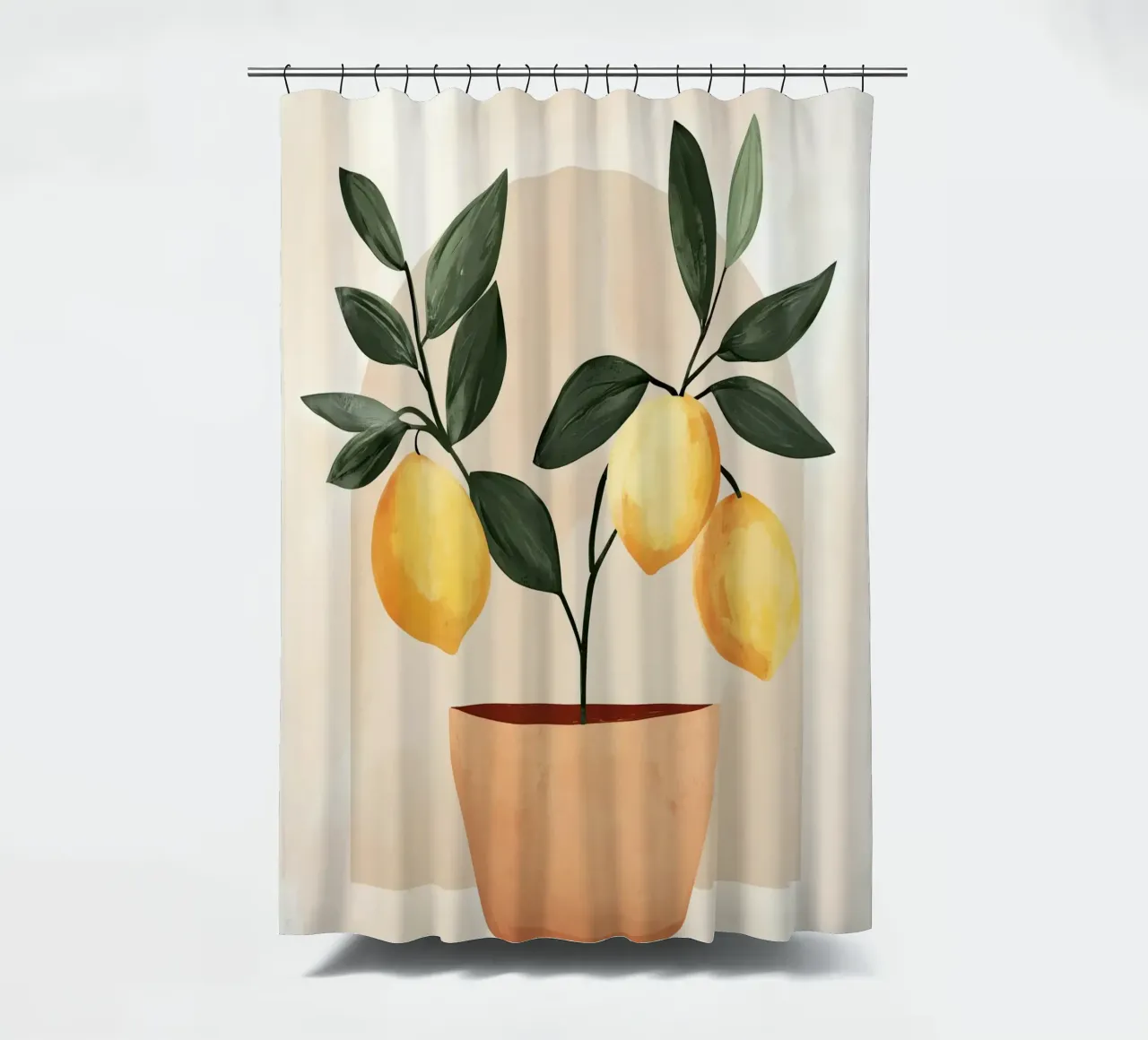 Boho Italian Lemon Tree in Pot Vintage Botanical Greenery shower curtain by Gentle Echoes Art