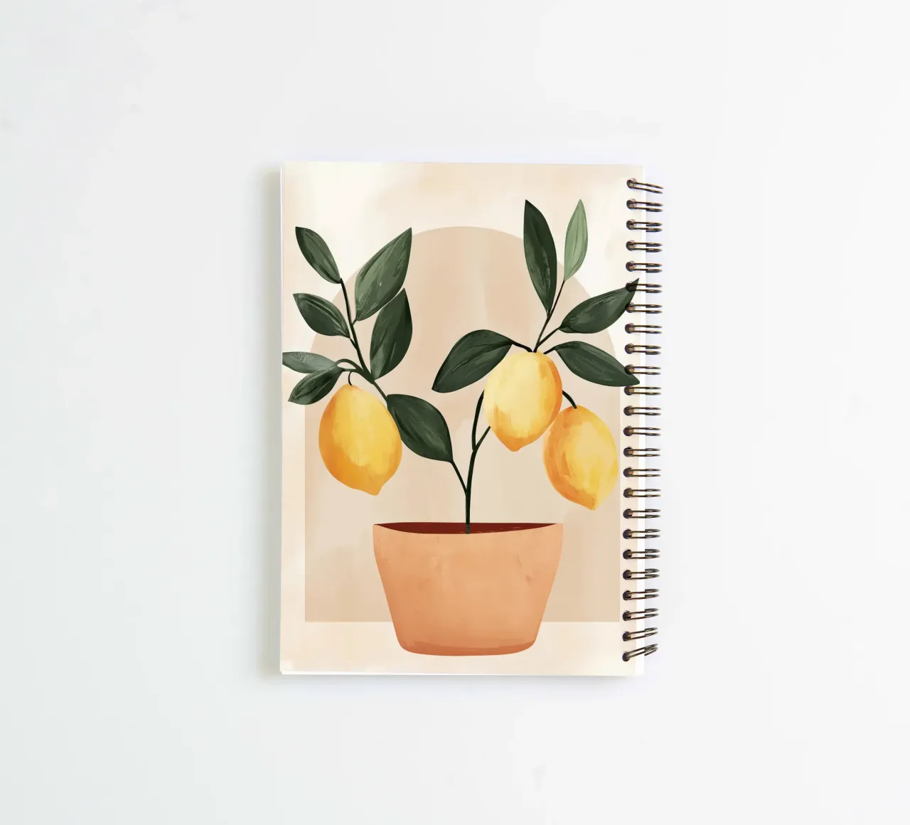 Boho Italian Lemon Tree in Pot Vintage Botanical Greenery spiral notebook by Gentle Echoes Art