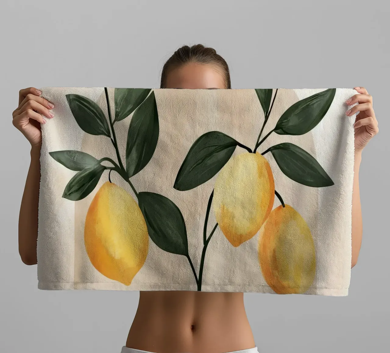 Albero di limone italiano in vaso Vintage Botanical Greenery asciugamano da bagno da Gentle Echoes Art