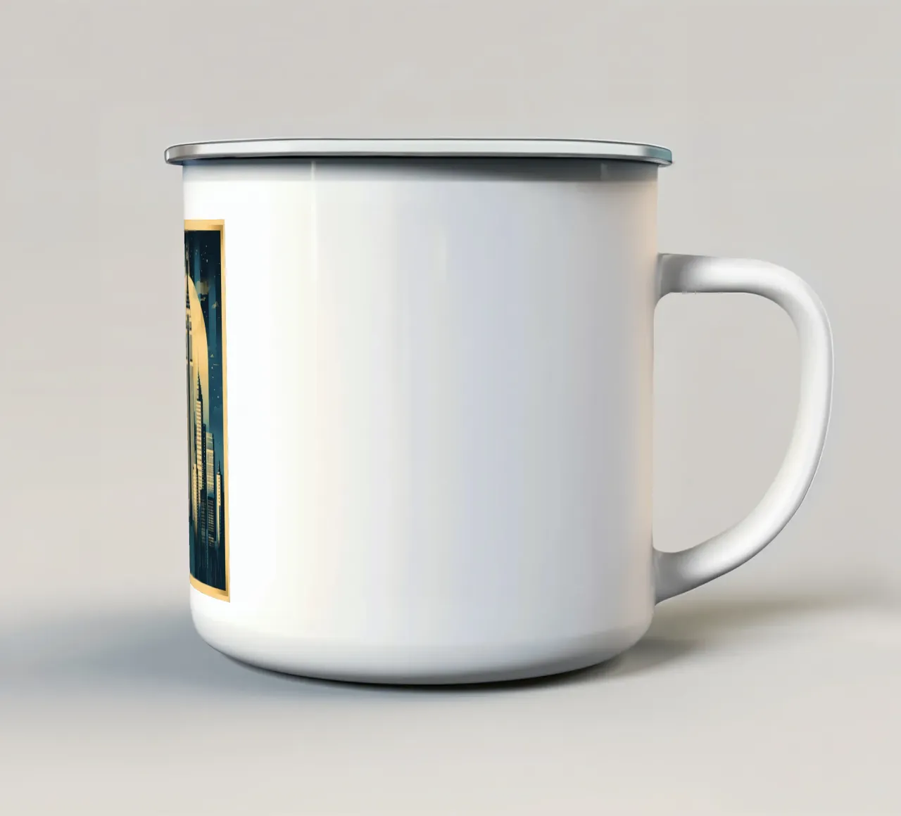 L'eleganza Art Deco dello skyline di New York tazza in smalto da M-Ulrich-Digital Art