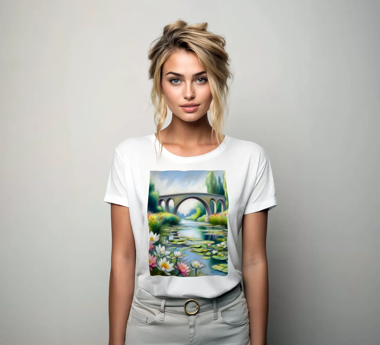 Stagno di ninfee stile Monet t-shirt da donna da ARTOMATIC