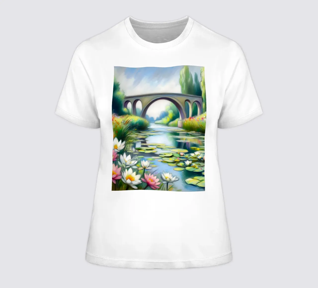 Stagno di ninfee stile Monet t-shirt da donna da ARTOMATIC