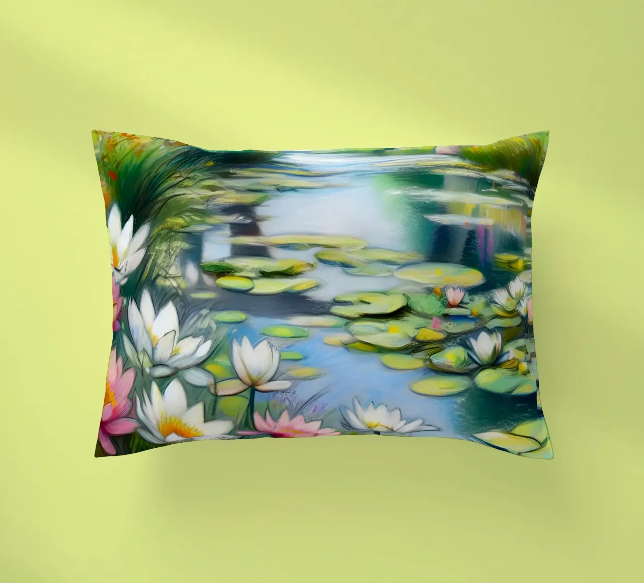 Stagno di ninfee stile Monet cuscino da ARTOMATIC