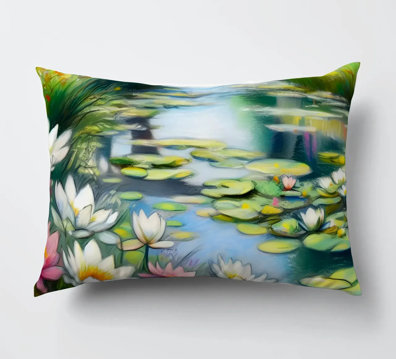 Stagno di ninfee stile Monet cuscino da ARTOMATIC