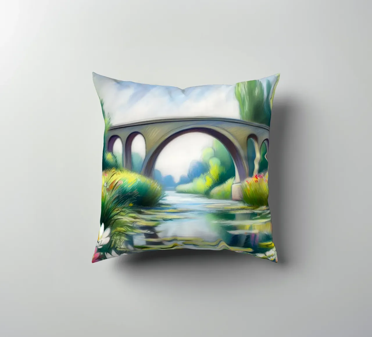 Stagno di ninfee stile Monet cuscino da ARTOMATIC