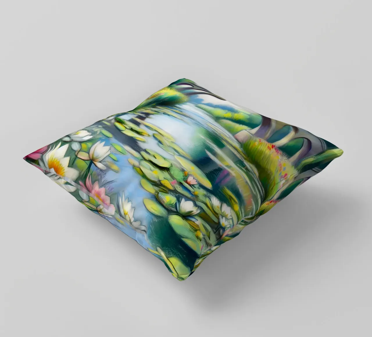 Stagno di ninfee stile Monet cuscino da ARTOMATIC