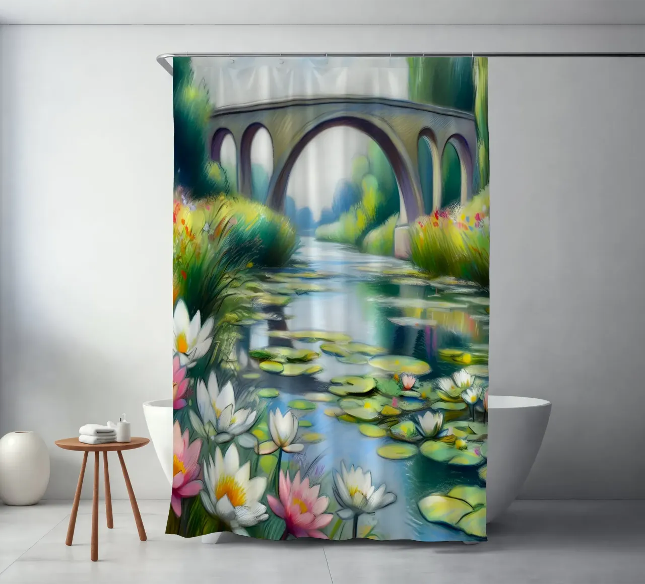 Stagno di ninfee stile Monet tenda da doccia da ARTOMATIC