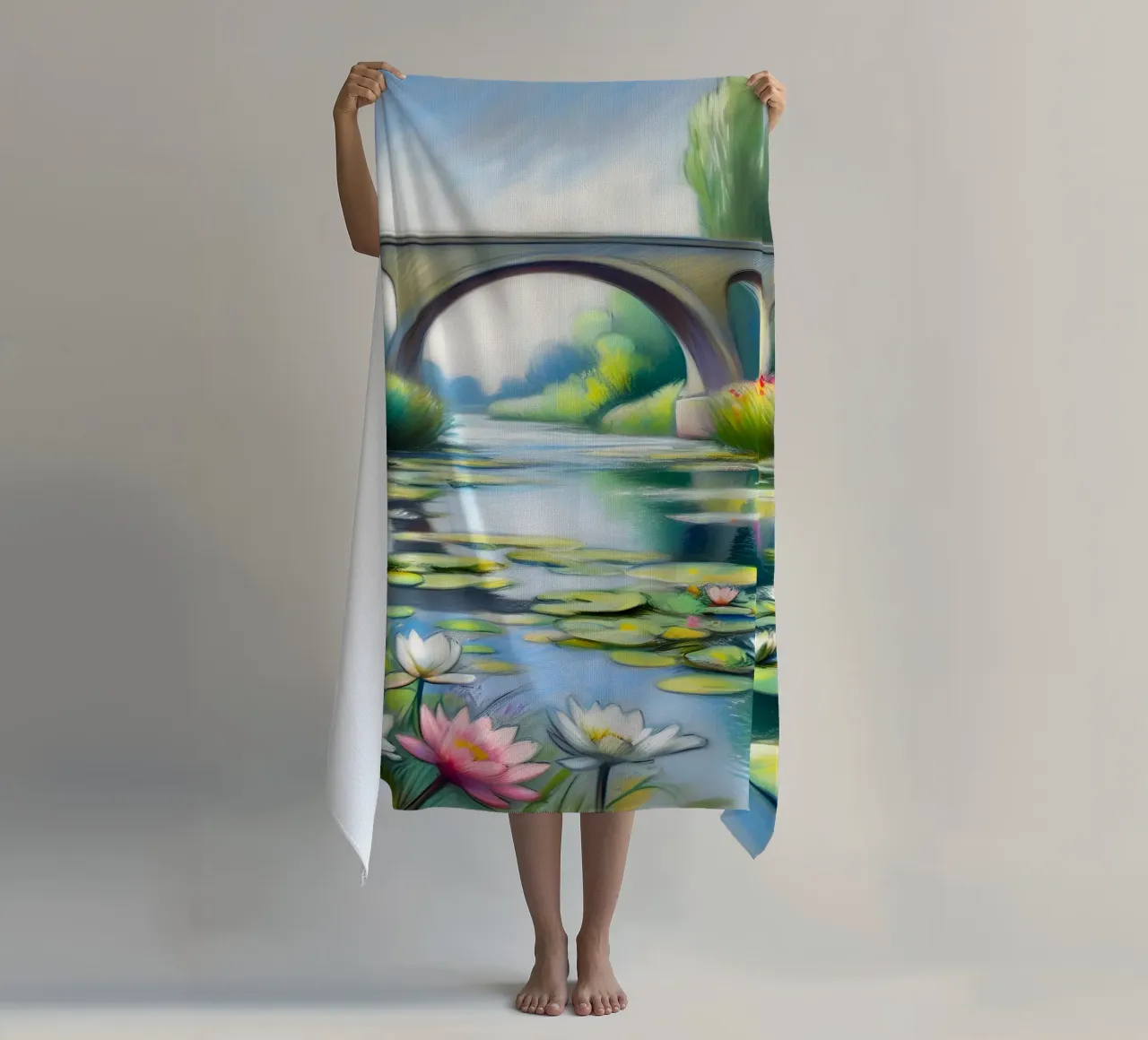Stagno di ninfee stile Monet telo mare da ARTOMATIC