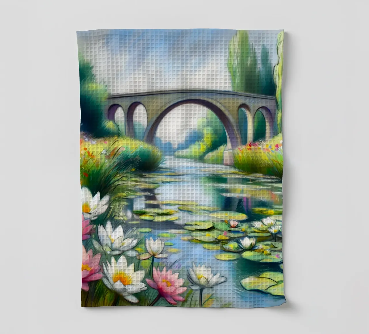 Stagno di ninfee stile Monet canovaccio da cucina da ARTOMATIC