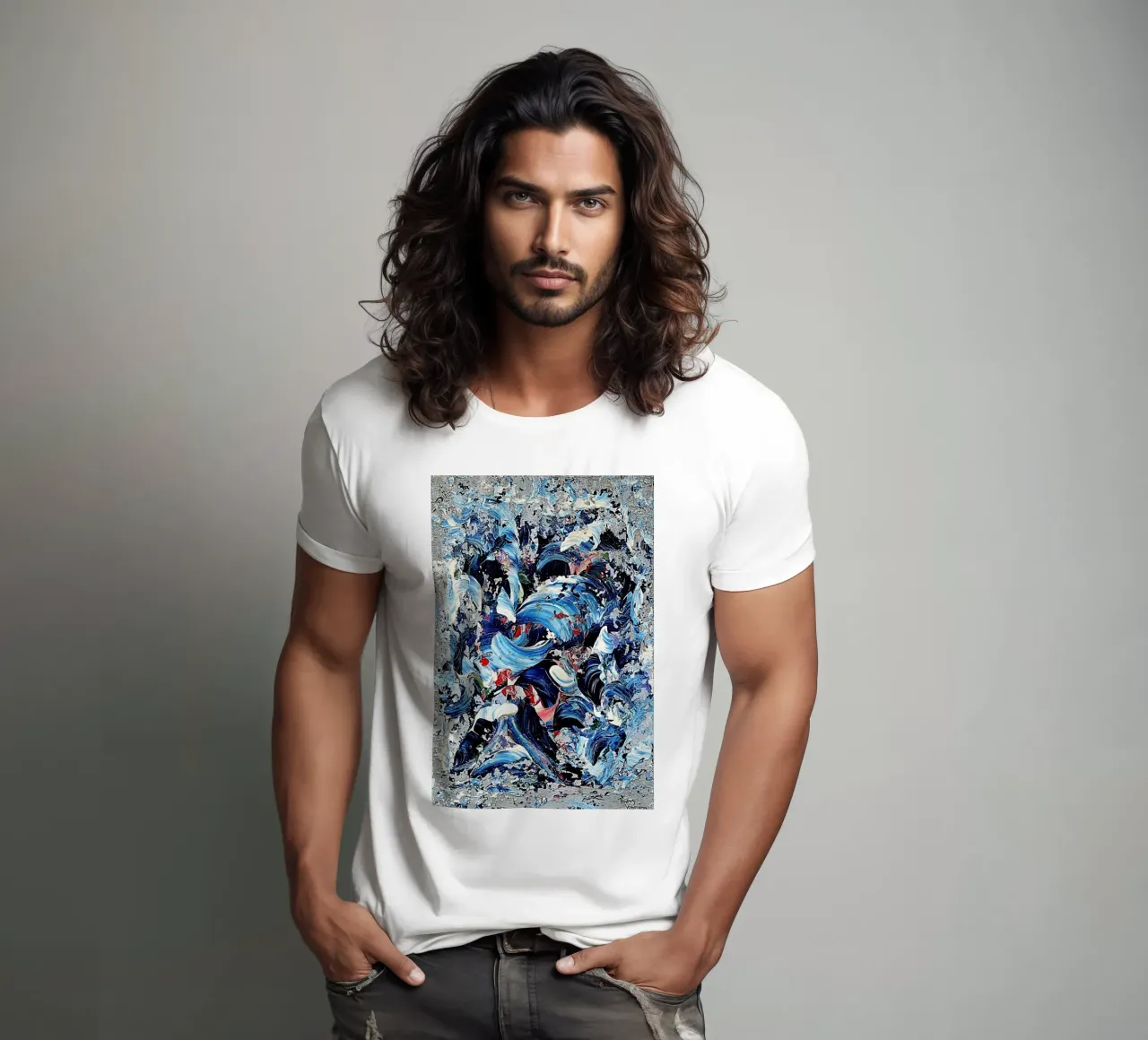 CASCADE BLEUE. t-shirt da Thierry Vobmann Abstract painting