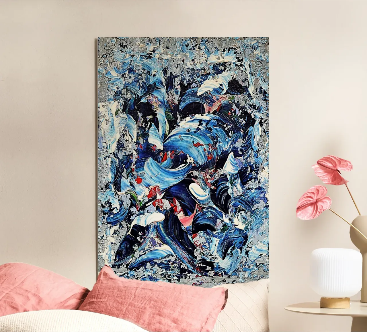 CASCADE BLEUE. alluminio dibond da Thierry Vobmann Abstract painting