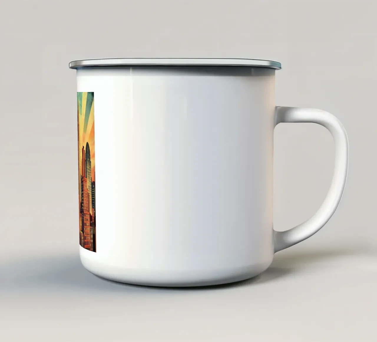 Manhattan Skyline taza de esmalte de M-Ulrich-Digital Art