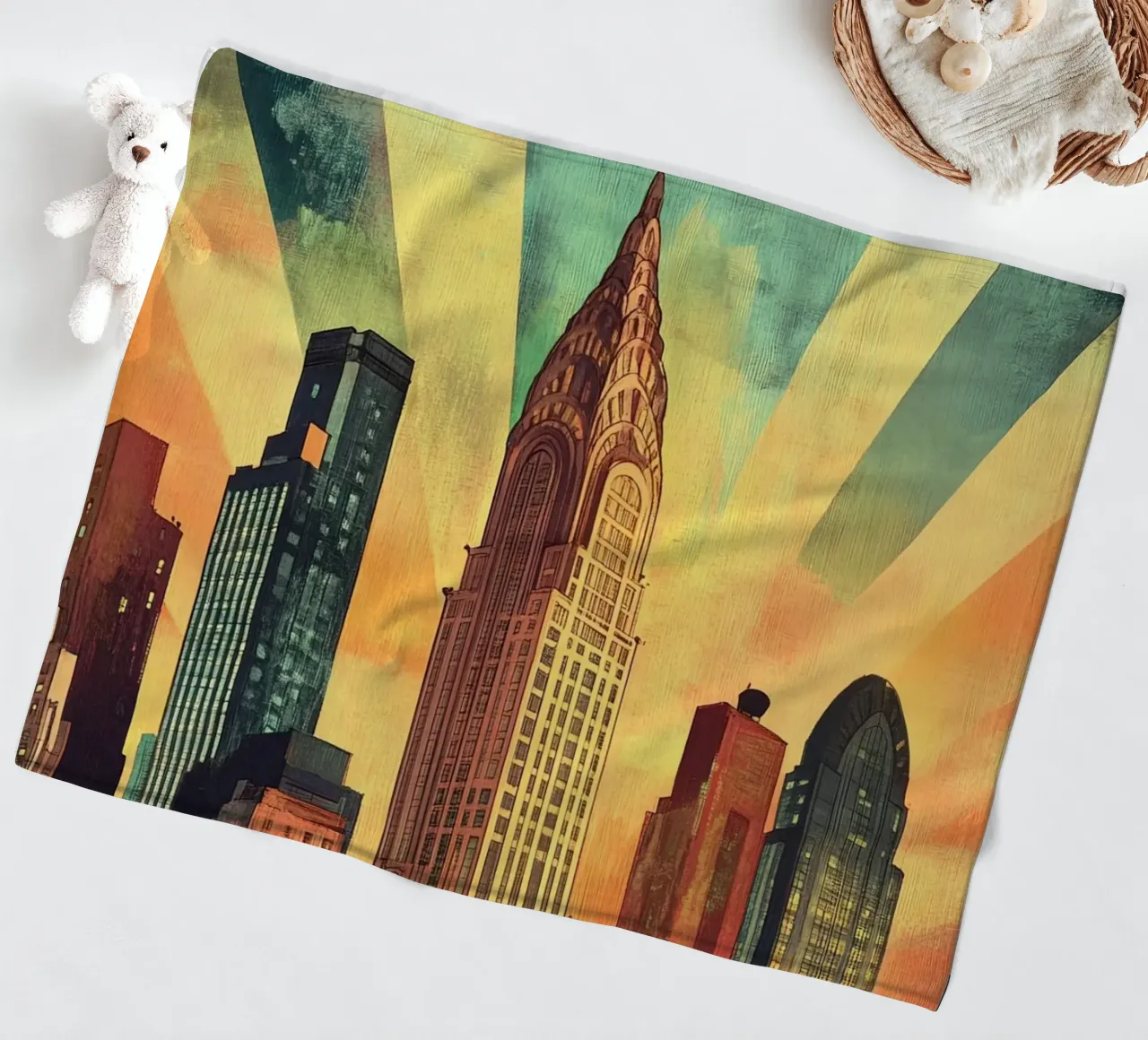 Manhattan Skyline coperta in pile da M-Ulrich-Digital Art