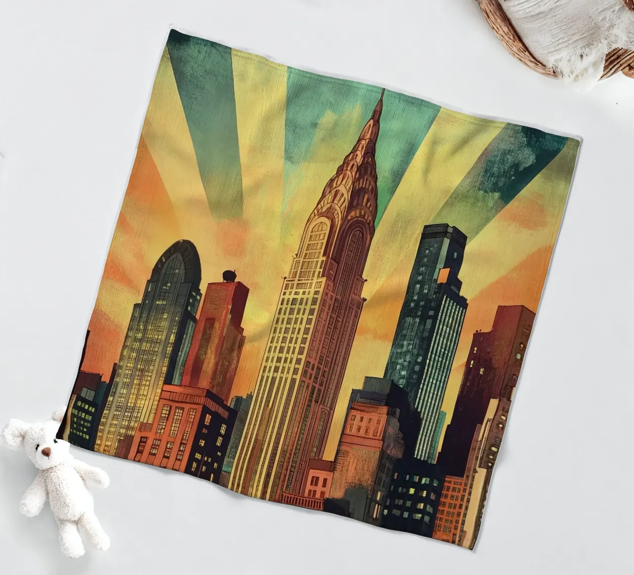 Manhattan Skyline coperta in pile da M-Ulrich-Digital Art