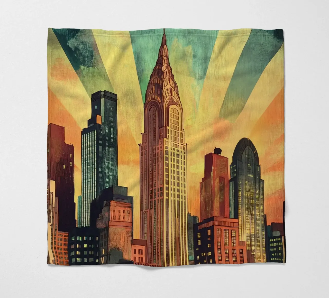 Manhattan Skyline coperta in pile da M-Ulrich-Digital Art