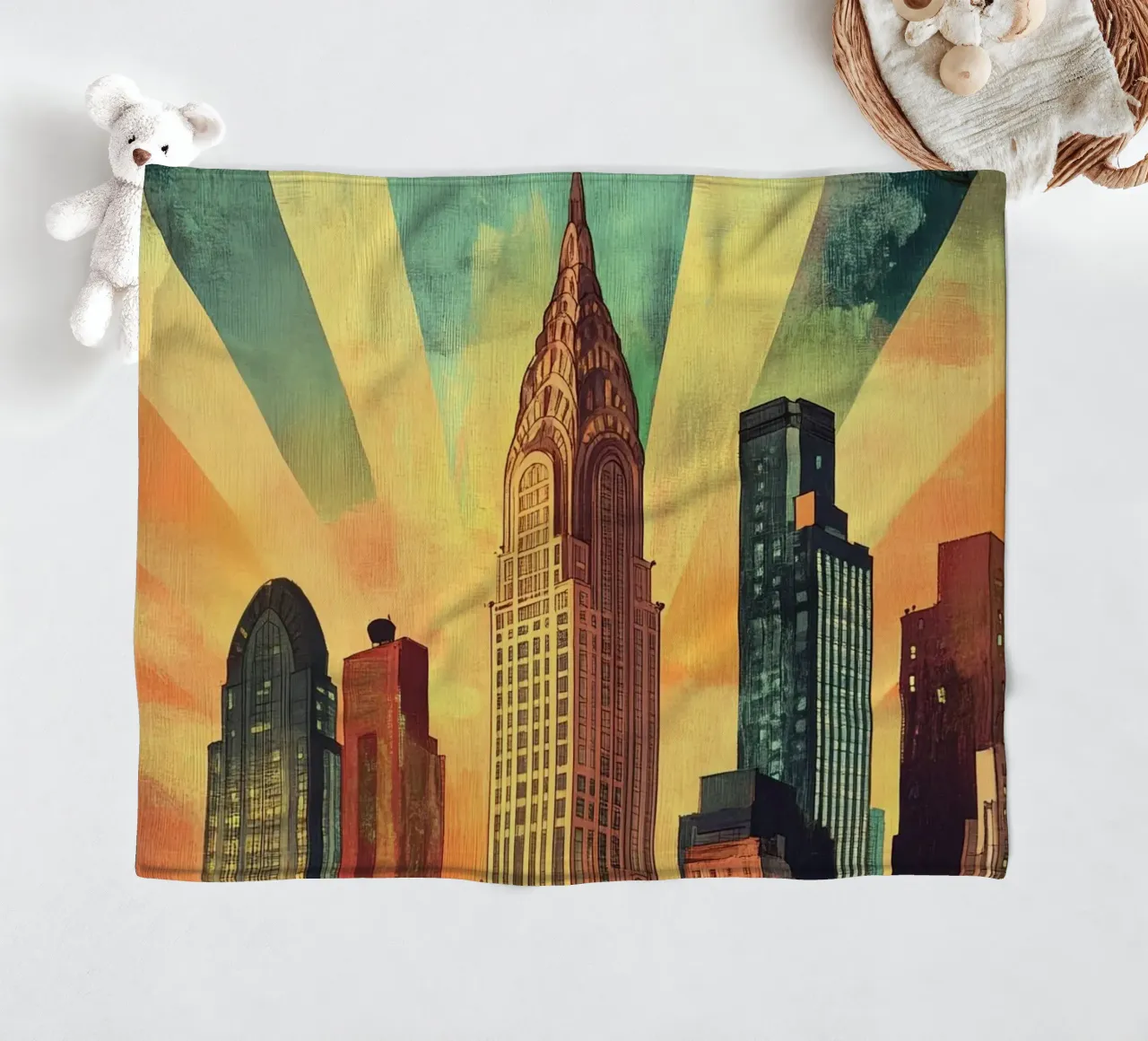 Manhattan Skyline coperta in pile da M-Ulrich-Digital Art