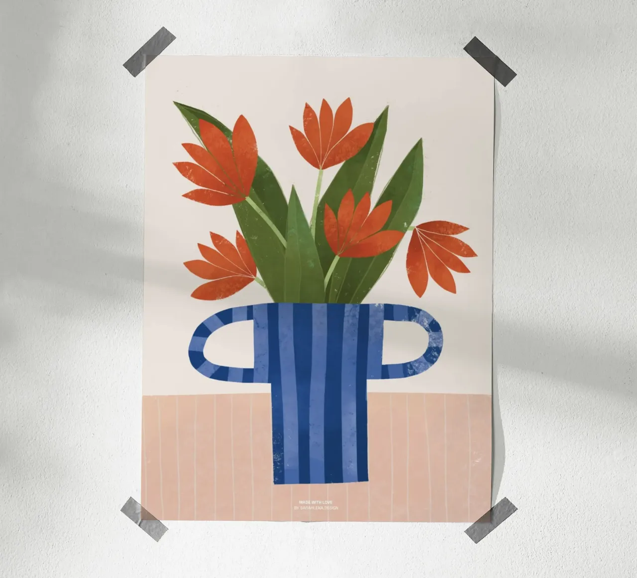 TULIPANES EN UN JARRÓN AZUL hahnemühle de sarahlenadesign
