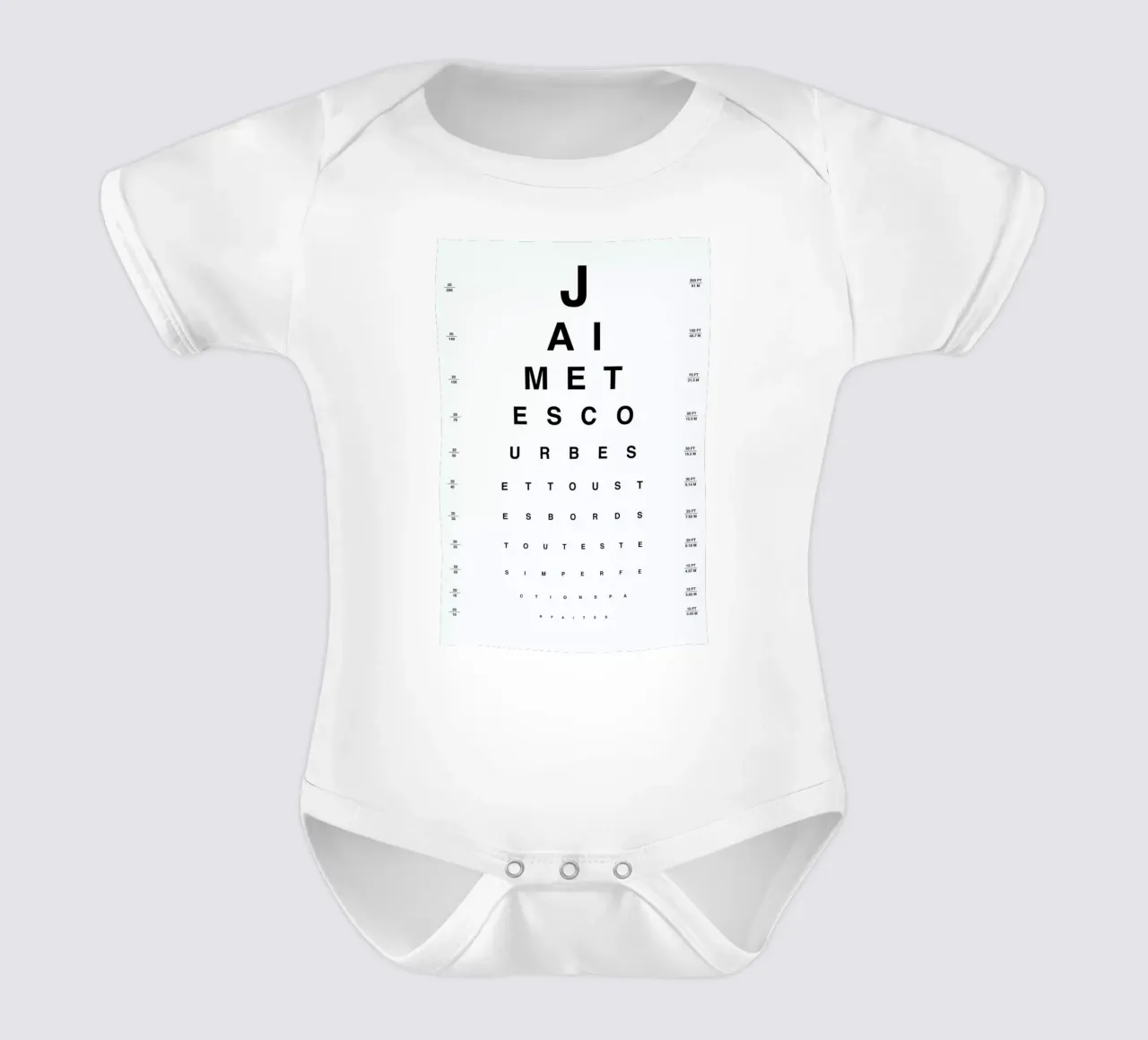 Eye Chart Je t'aime body neonato maniche corte da daylight design studio