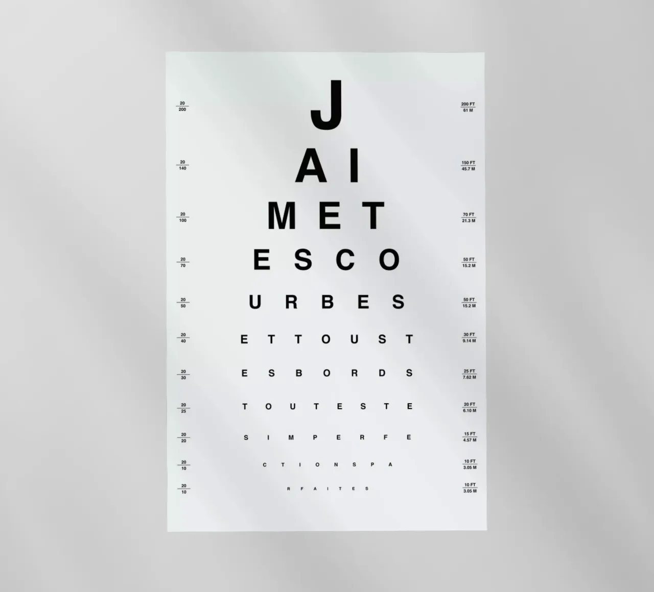 Eye Chart Je t'aime pellicola backlit da daylight design studio