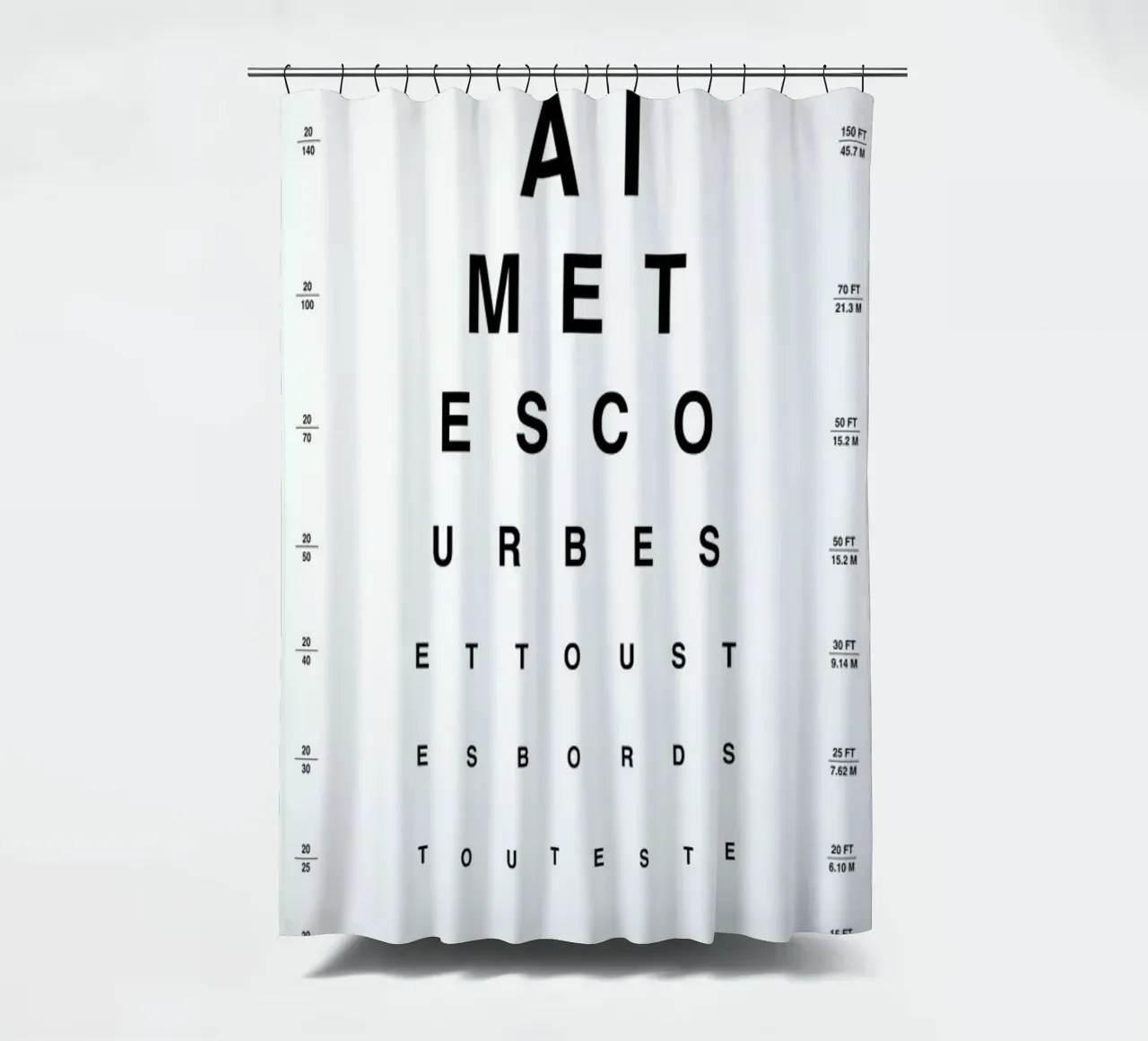 Eye Chart Je t'aime rideau de douche de daylight design studio