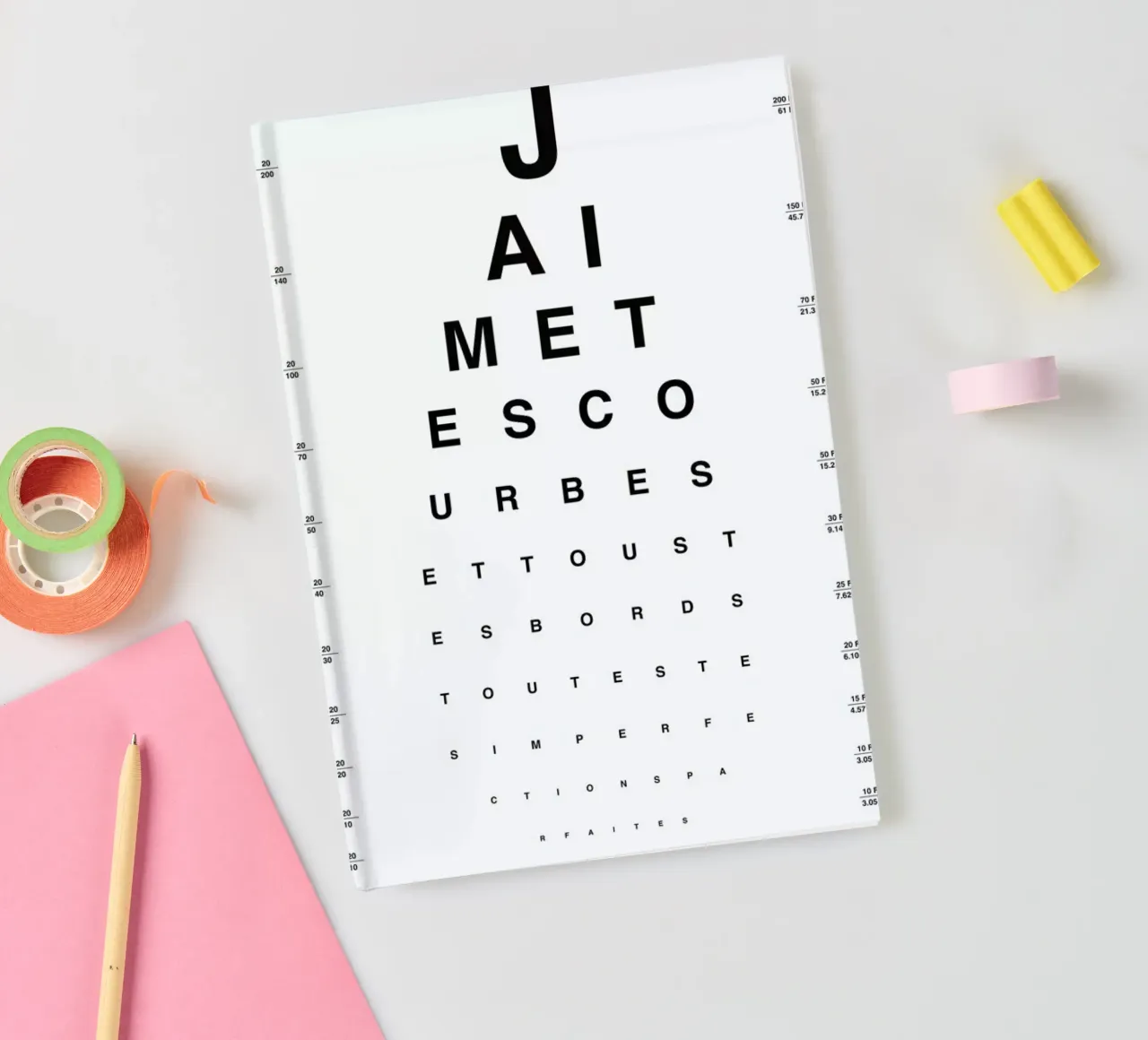 Eye Chart Je t'aime notebook by daylight design studio