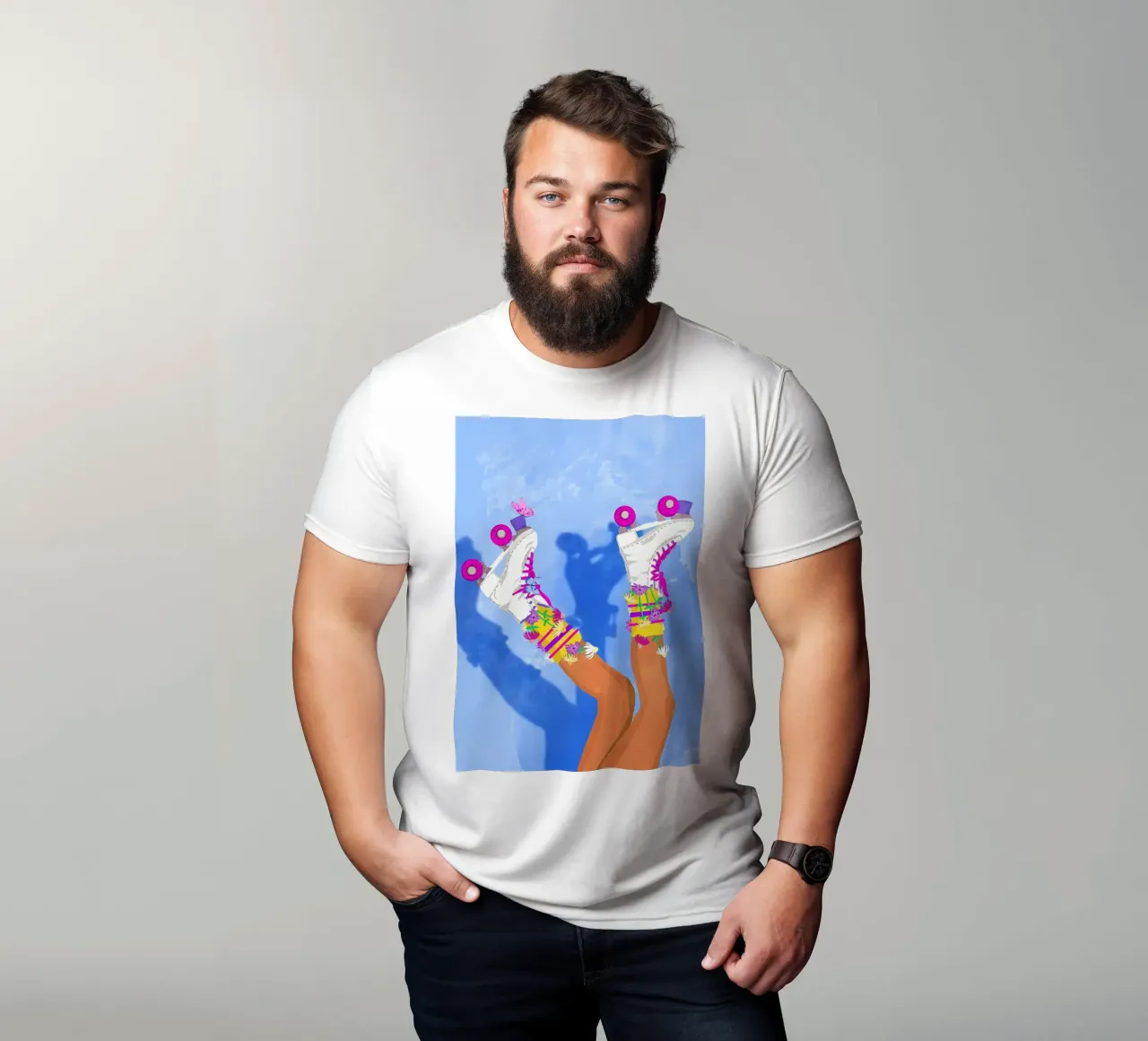 Pattini a rotelle con fiori t-shirt da diedrich