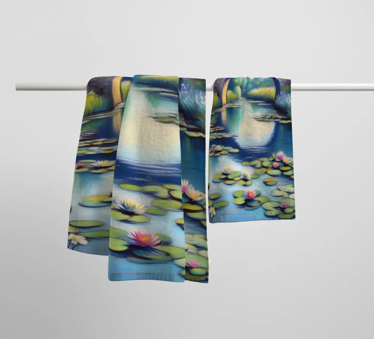 Lo stagno delle ninfee ispirato a Monet asciugamano da bagno da ARTOMATIC
