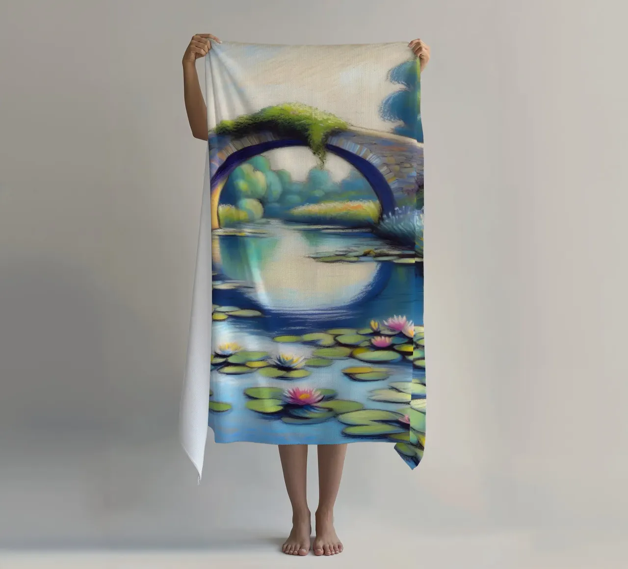 Lo stagno delle ninfee ispirato a Monet telo mare da ARTOMATIC