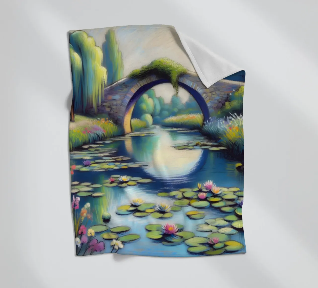 Lo stagno delle ninfee ispirato a Monet coperta in pile da ARTOMATIC
