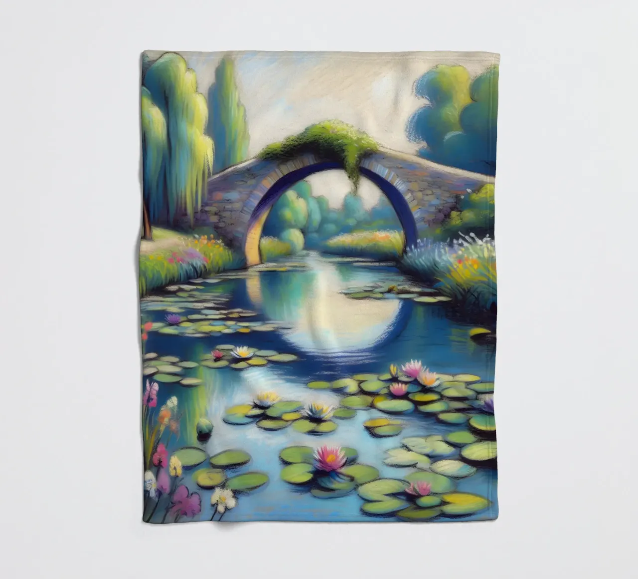 Lo stagno delle ninfee ispirato a Monet coperta in pile da ARTOMATIC