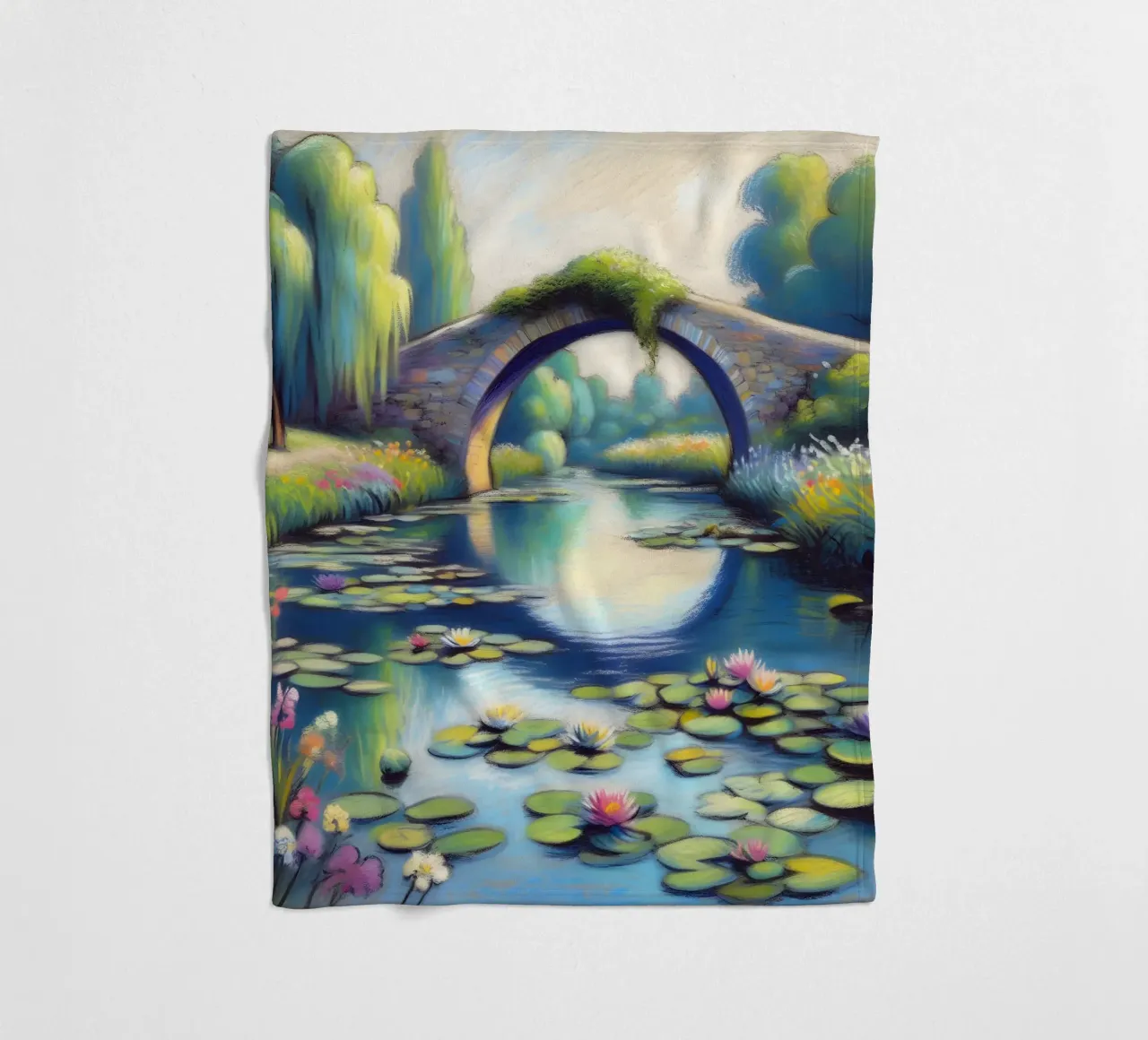 Lo stagno delle ninfee ispirato a Monet coperta in pile da ARTOMATIC