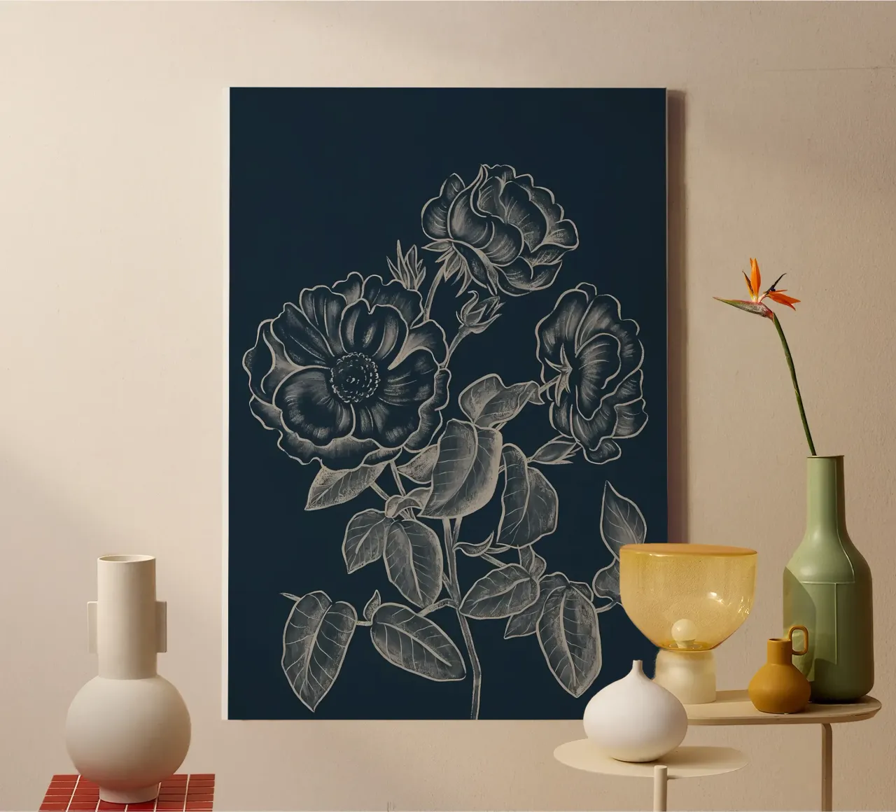 Bloem canvas met Baklijst van diedrich